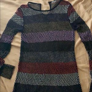 Mesh Beaded mini dress multi colored red lavender